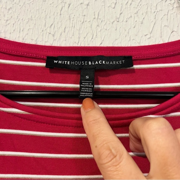 White House Black Market Flutter sleeve Pink Striped sheath Dress size small - Picture 9 of 11